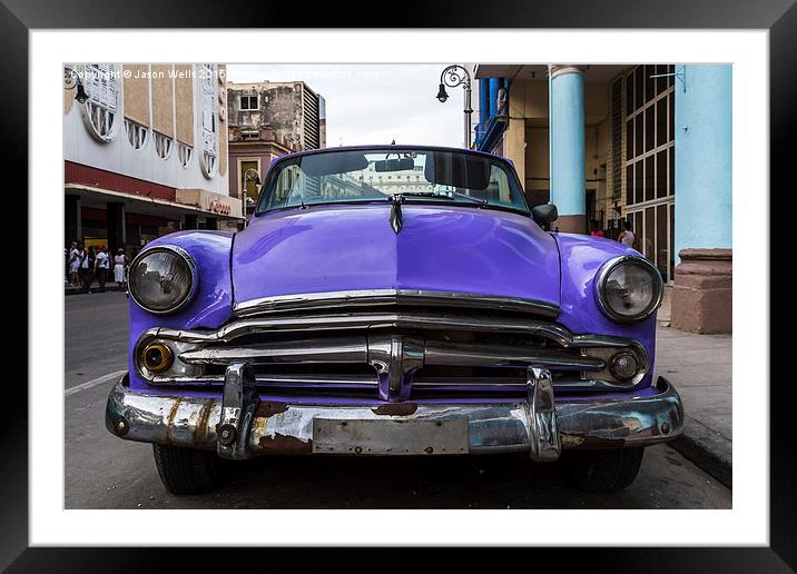 Purple vintage car in Havana Framed Mounted Print by Jason Wells