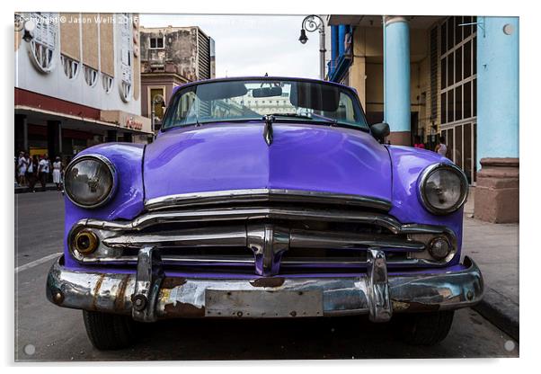 Purple vintage car in Havana Acrylic by Jason Wells