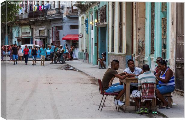 Dominos in Centro Havana Canvas Print by Jason Wells
