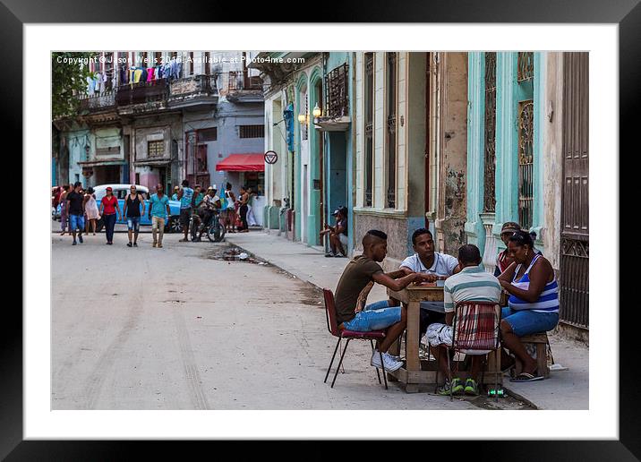 Dominos in Centro Havana Framed Mounted Print by Jason Wells
