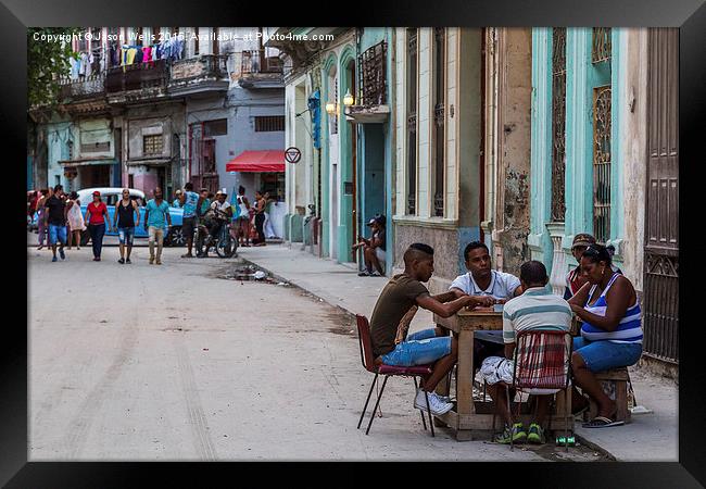 Dominos in Centro Havana Framed Print by Jason Wells