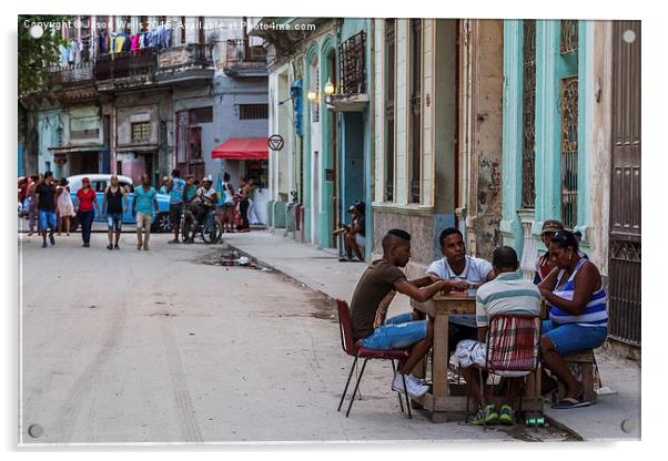Dominos in Centro Havana Acrylic by Jason Wells