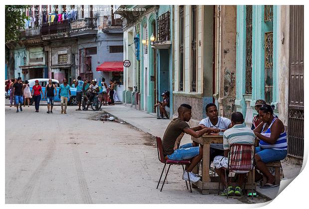 Dominos in Centro Havana Print by Jason Wells