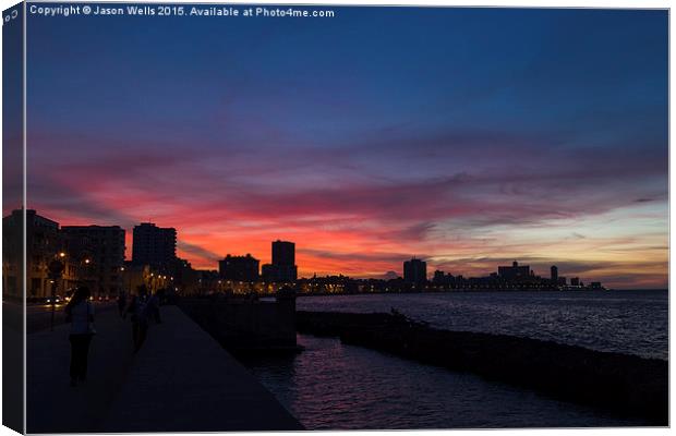 Dusk on the Malecon Canvas Print by Jason Wells