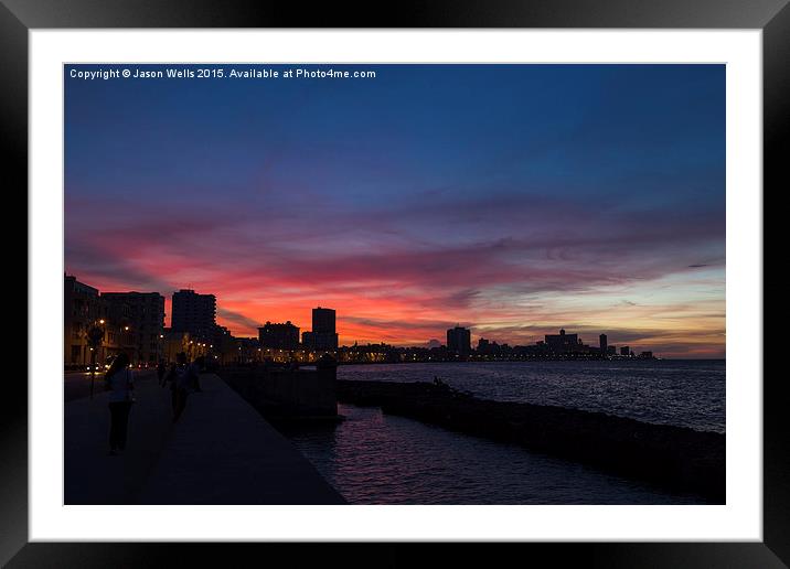 Dusk on the Malecon Framed Mounted Print by Jason Wells