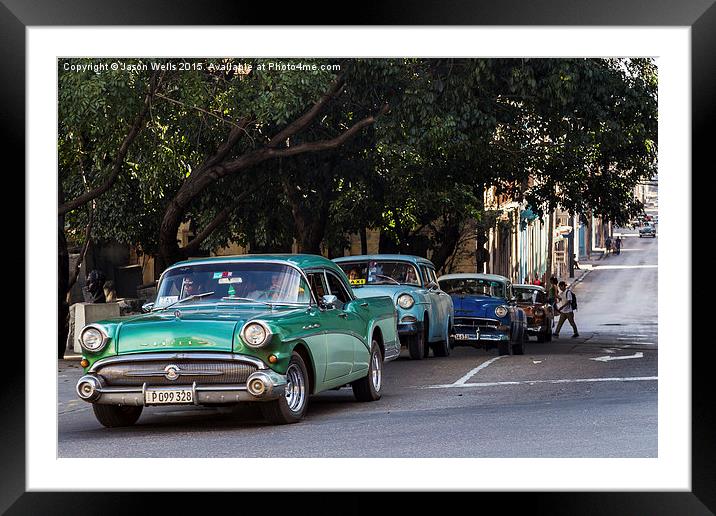 Vintage cars in Havana climbing a hill Framed Mounted Print by Jason Wells