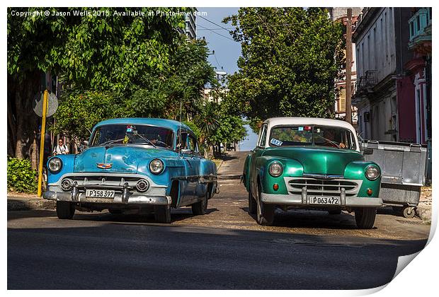 Vintage cars in varied condition Print by Jason Wells