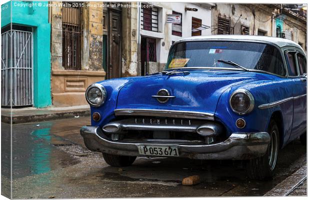 Blue old timer parked up Canvas Print by Jason Wells