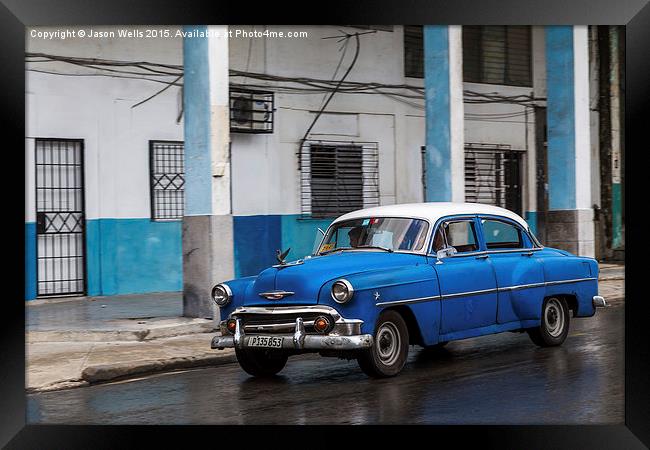 Blue frame in Havana Framed Print by Jason Wells