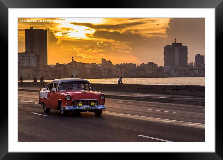Sunset over the Malecon Framed Mounted Print by Jason Wells