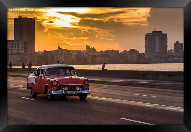 Sunset over the Malecon Framed Print by Jason Wells