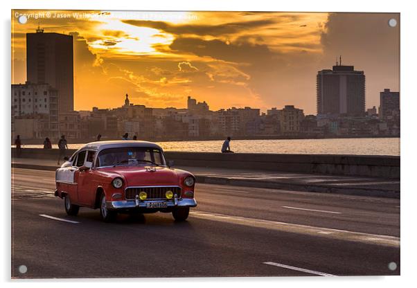 Sunset over the Malecon Acrylic by Jason Wells