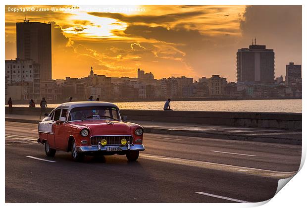 Sunset over the Malecon Print by Jason Wells