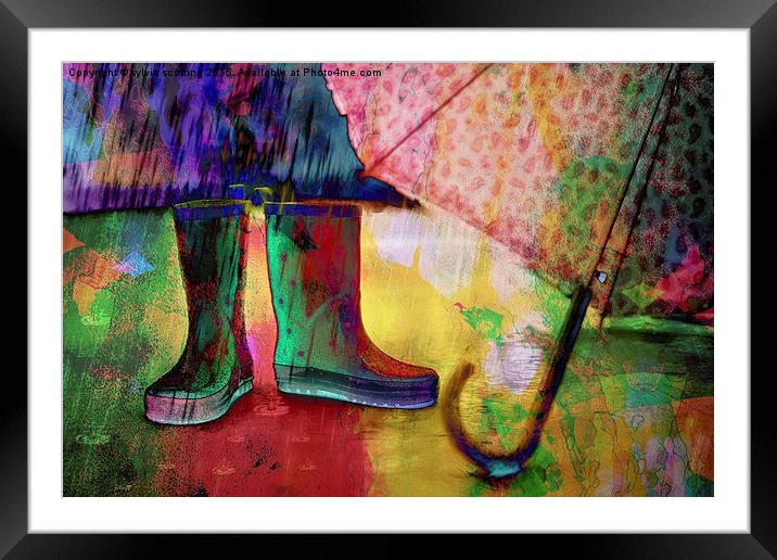  Dancing in the rain Framed Mounted Print by sylvia scotting
