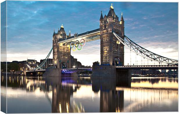 Tower Bridge and Olympic Rings Canvas Print by peter tachauer