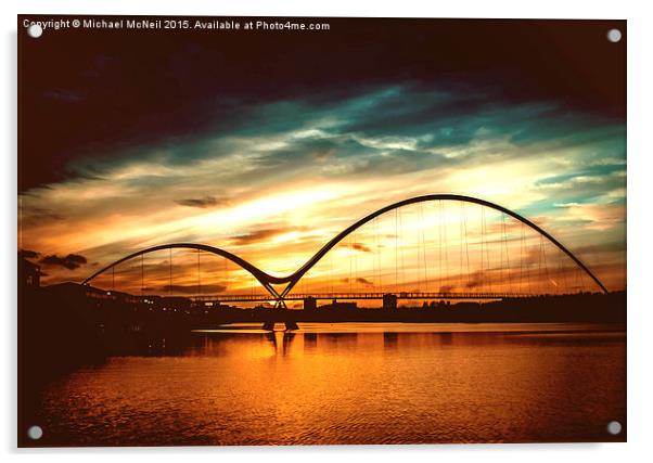  Infinity Bridge Sunset Acrylic by Michael McNeil
