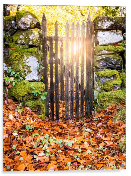 Sunrays through a gate Acrylic by Lynne Morris (Lswpp)