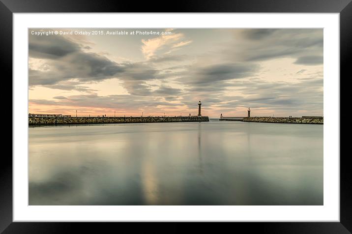  Whitby Harbour dusk Framed Mounted Print by David Oxtaby  ARPS