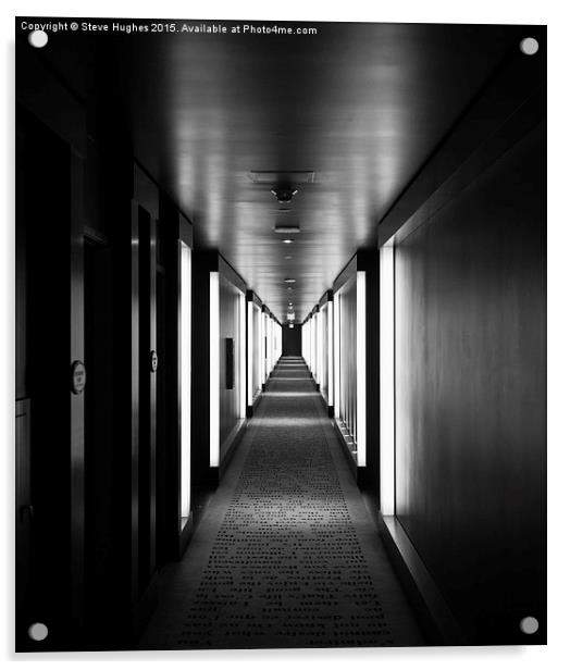  Along the corridor monochrome, Las Vegas hotel Acrylic by Steve Hughes