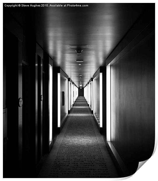  Along the corridor monochrome, Las Vegas hotel Print by Steve Hughes