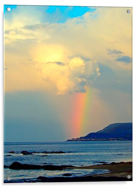  Storm Drops a Rainbow onto Village Acrylic by dan Comeau