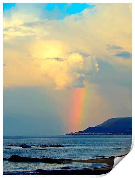  Storm Drops a Rainbow onto Village Print by dan Comeau