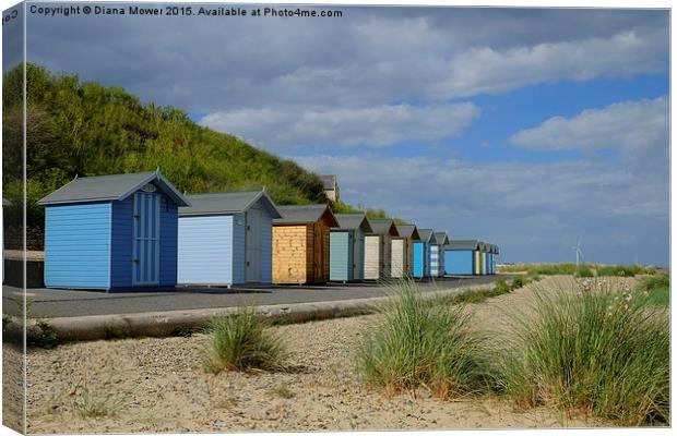  Pakefield  Beach Huts Canvas Print by Diana Mower