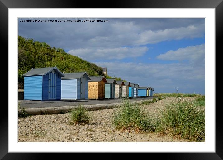  Pakefield  Beach Huts Framed Mounted Print by Diana Mower