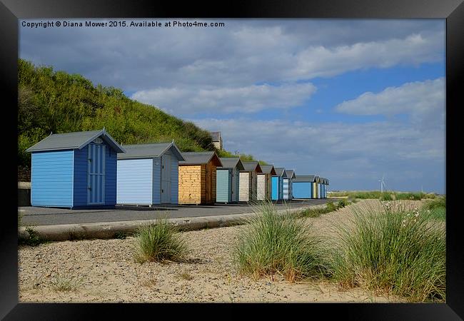  Pakefield  Beach Huts Framed Print by Diana Mower