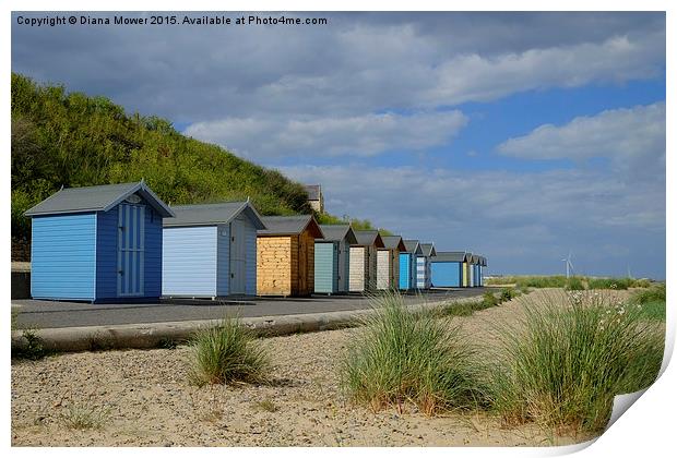  Pakefield  Beach Huts Print by Diana Mower