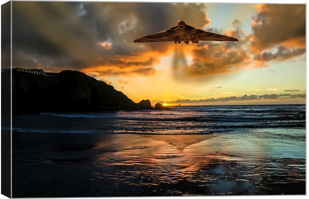  Vulcan Bomber Cornwall sunset Canvas Print by Oxon Images