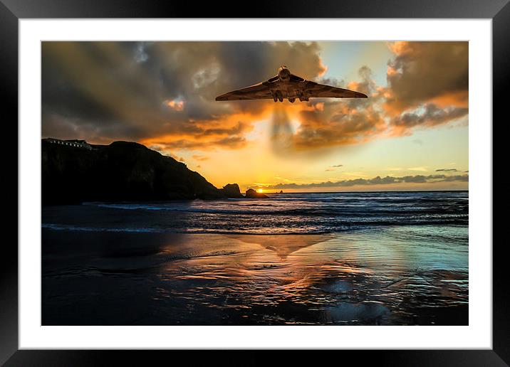  Vulcan Bomber Cornwall sunset Framed Mounted Print by Oxon Images
