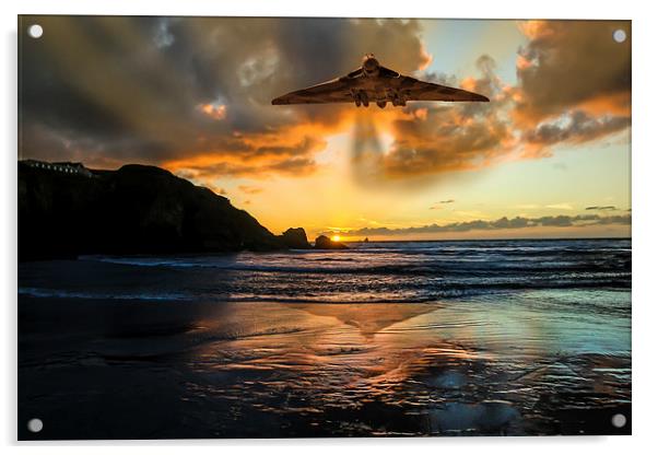  Vulcan Bomber Cornwall sunset Acrylic by Oxon Images
