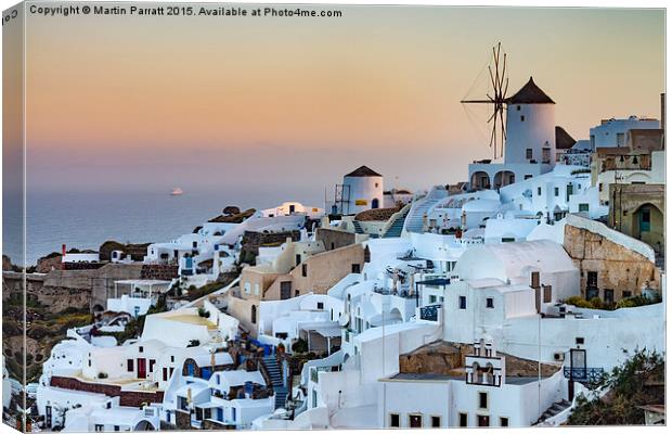 Santorini at Dawn Canvas Print by Martin Parratt