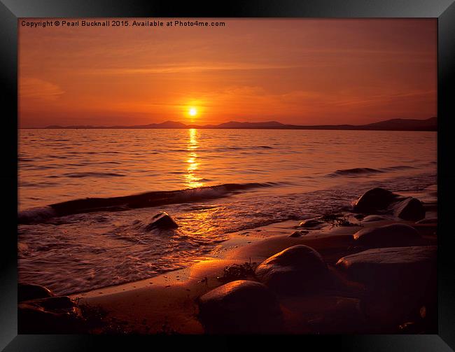 Sunset over Cardigan Bay Wales Framed Print by Pearl Bucknall