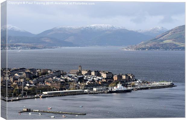  Inverclyde View , Gourock , Snow  Canvas Print by Paul Tipping