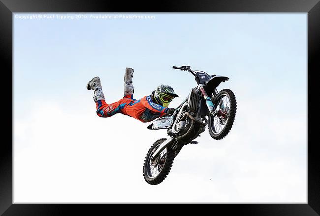 Motorbike Stunt  Framed Print by Paul Tipping