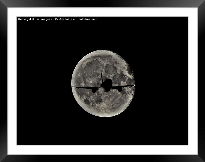  aeroplane against the moon Framed Mounted Print by Derrick Fox Lomax