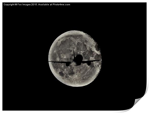  aeroplane against the moon Print by Derrick Fox Lomax