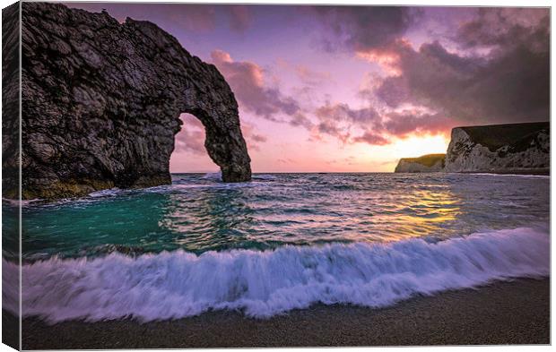  Durdle Door sunset  Canvas Print by Shaun Jacobs