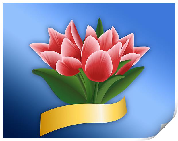 Tulip Bouquet with Clipping Path Print by Lidiya Drabchuk