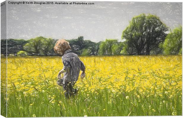 Running through fields of gold Canvas Print by Keith Douglas