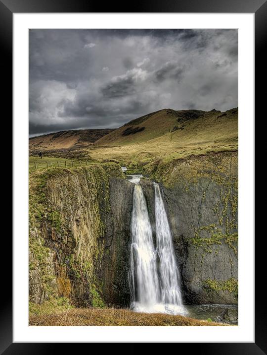 Storm Brewing Over Speke Mill Mouth Waterfall Framed Mounted Print by Mike Gorton