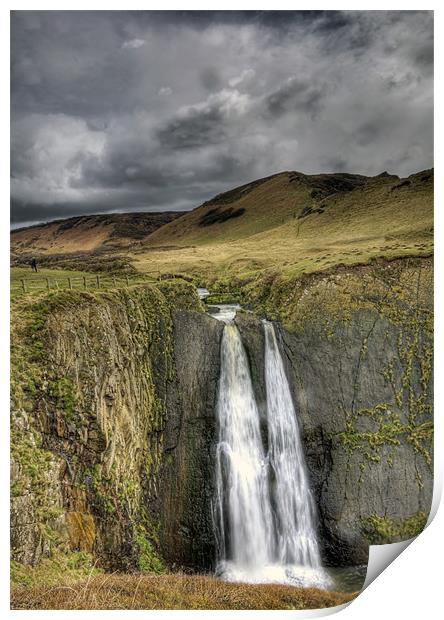 Storm Brewing Over Speke Mill Mouth Waterfall Print by Mike Gorton