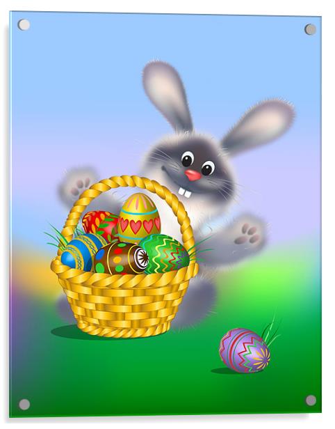 Easter Bunny with Egg Basket Acrylic by Lidiya Drabchuk
