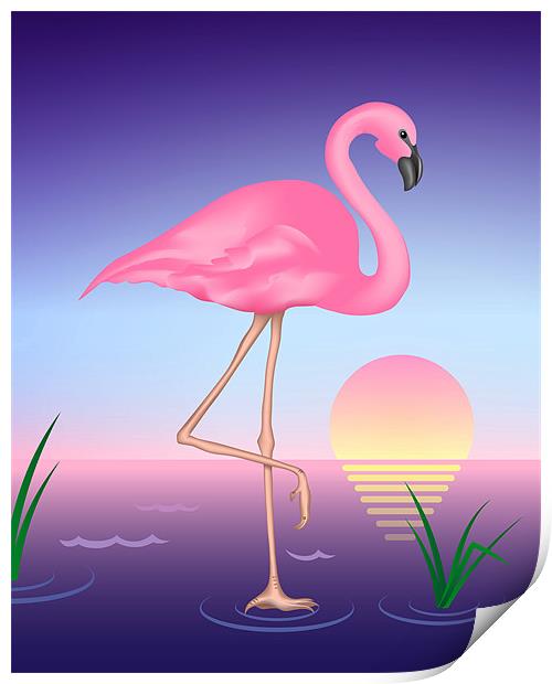 Pink Flamingo Print by Lidiya Drabchuk