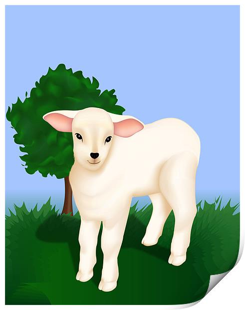 Little Lamb Print by Lidiya Drabchuk