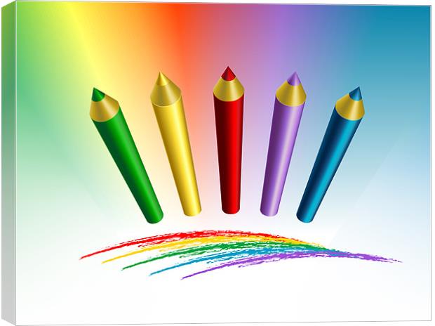 Color Pencils 3d Canvas Print by Lidiya Drabchuk