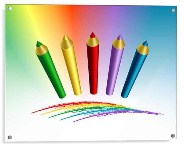 Color Pencils 3d Acrylic by Lidiya Drabchuk