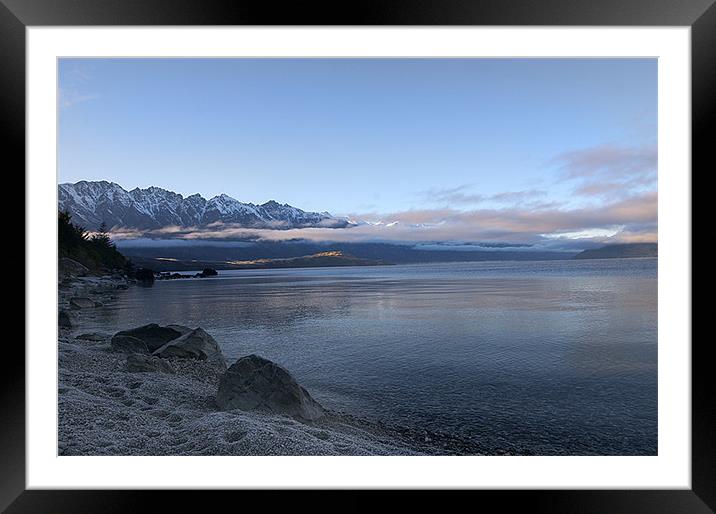 Lakeside in Queenstown Framed Mounted Print by David Hare